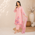 Designer Floral Embroidered Straight Kurti Set with Matching Dupatta & Pants